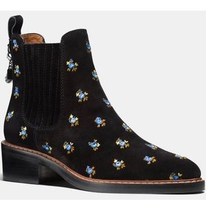 Coach Bowery Prairi Black Suede Chelsea Bootie Size 7.5